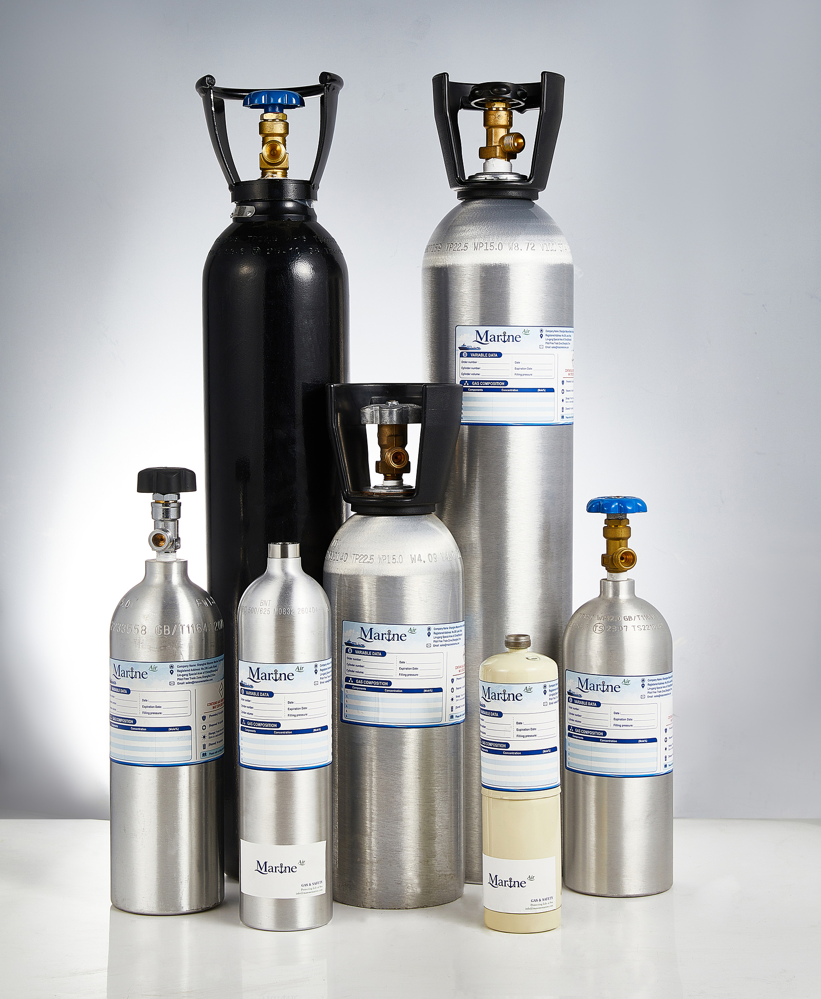 Marine Air calibration gas cylinder range